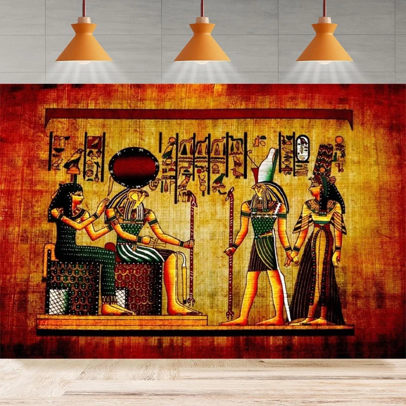 Ancient Egyptian Mural Photography Background Egypt Painting Fresco Pharaoh Totem Belief Religious Party Backdrop Wall Banner