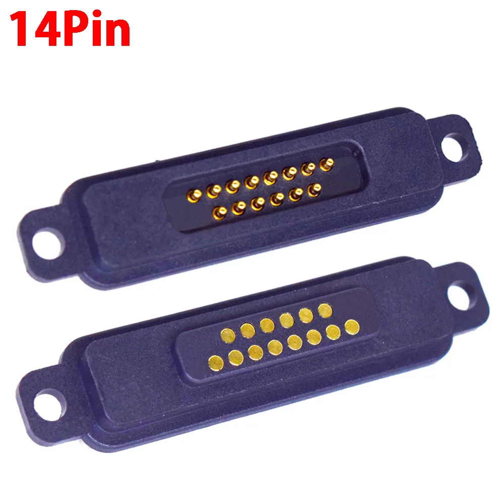 

1sets 14Pin 2A Waterproof DC Magnetic Pogo Pin Connector Pogopin Male Female Spring Loaded DC Power Socket With Screw Holes