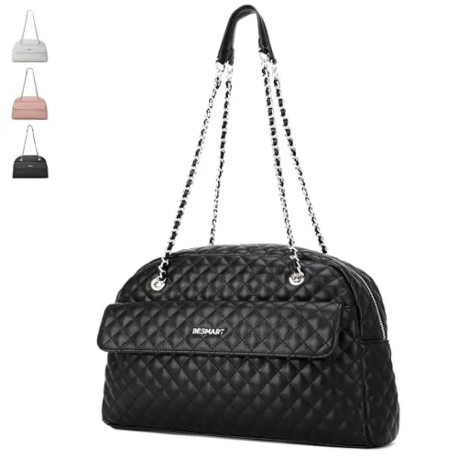 

Водонепроницаемая женская сумка BESMART: мягкая сумка через плечо из веганской кожи PU с верхней ручкой, дамская вечерняя сумка с ромбовидным жаккардовым узором