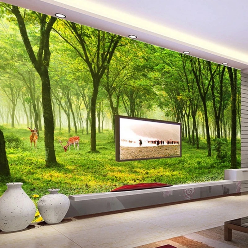 Custom Wallpaper 3D Nature Scenery Green Tree Photo Mural forest Living room sofa TV background wall bedroom restaurant study 8d