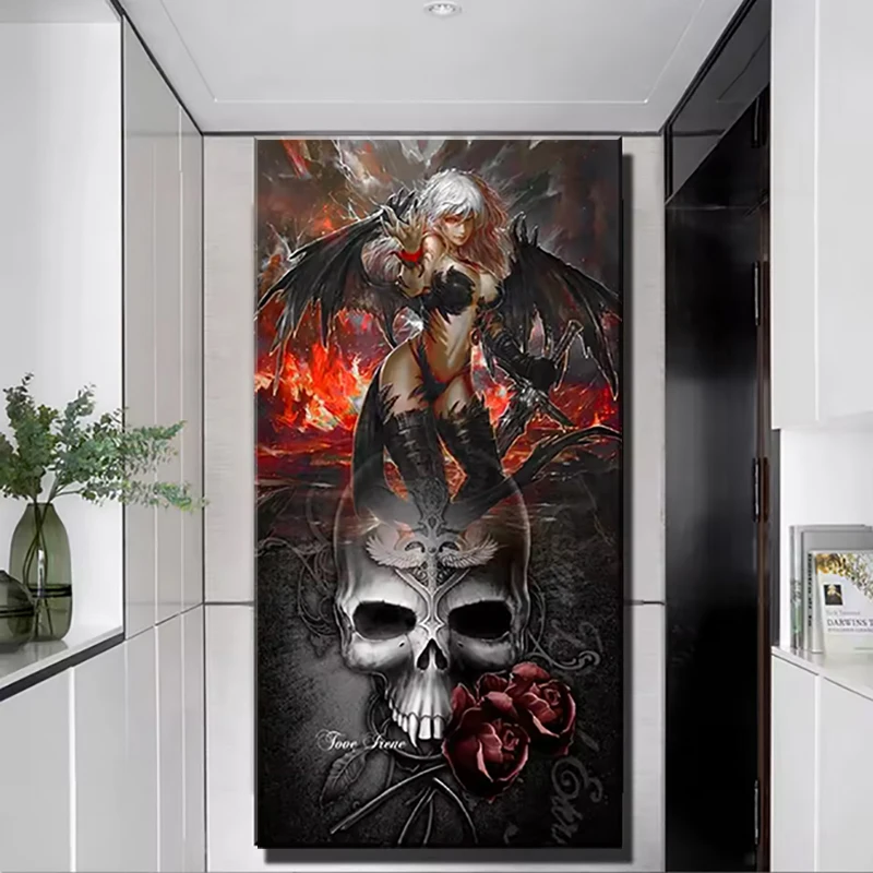 

Gothic Wing Angel 5D Diy Diamond Arts Painting Fantasy Queen Jewelry Cross Stitch Kits Full Square Round Drill Mosaic Picture