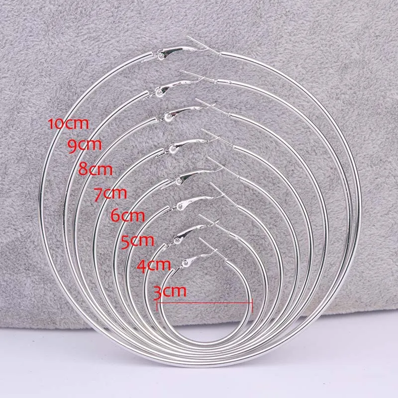 30-100mm Exaggerated Big Smooth Circle Hoop Earrings for Women Aros Simple Round Loop Ear Wedding Jewelry Brincos Cool Gift