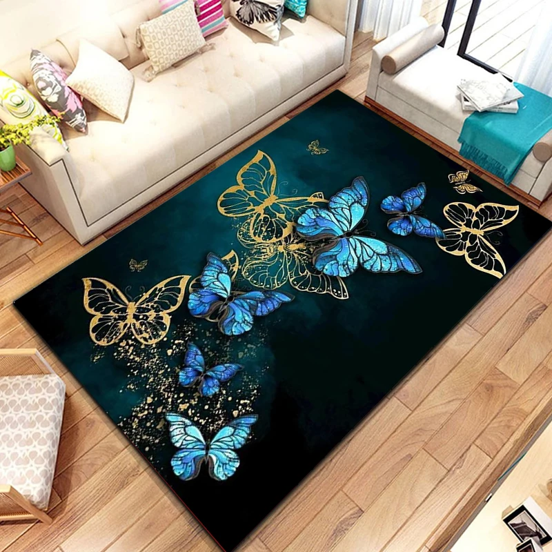 Dream Butterfly Flower Area Rug Large,Carpet Rug for Home Living Room Bedroom Sofa Doormat Decor, bedroom decor  tapis