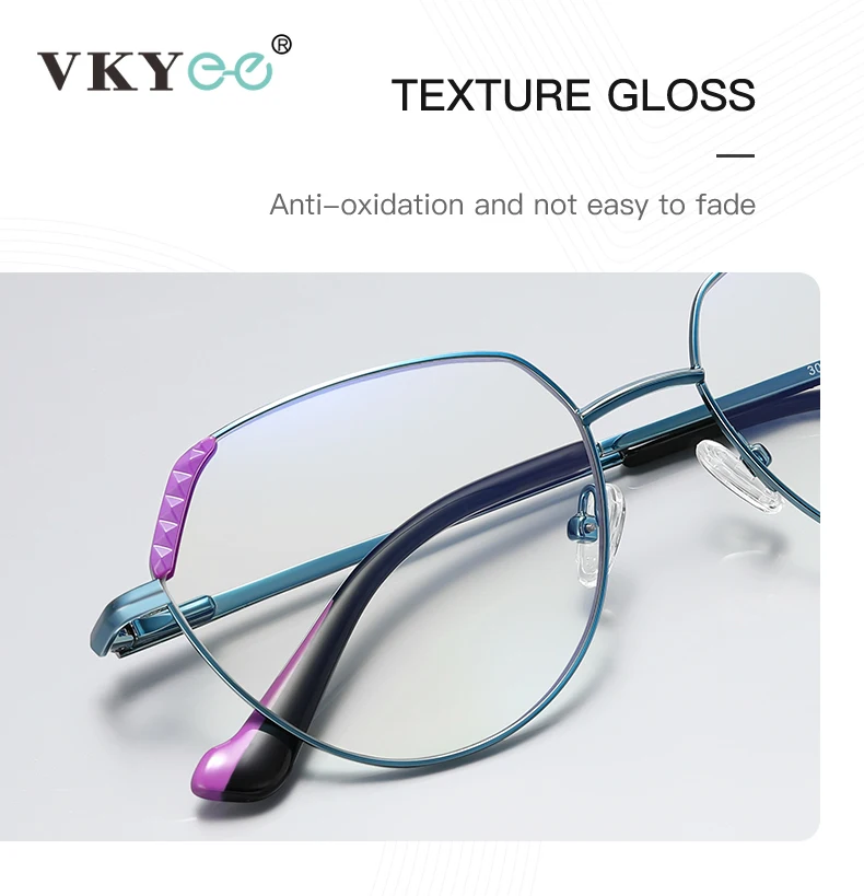 VKYEE Geometric Small Frame Glasses for Women Anti-blue Light Prescription Custom Glasses Photochromic Reading Glasses PFD3079