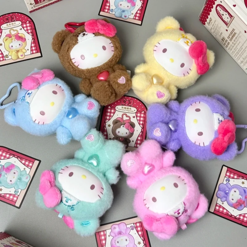 New Arrival Teddy Sleepwear Series Blind Box Sanrio Plush Doll Toy Hello KT Kuromi Melody Soft Stuffed Plushie Toys Xmas Gifts