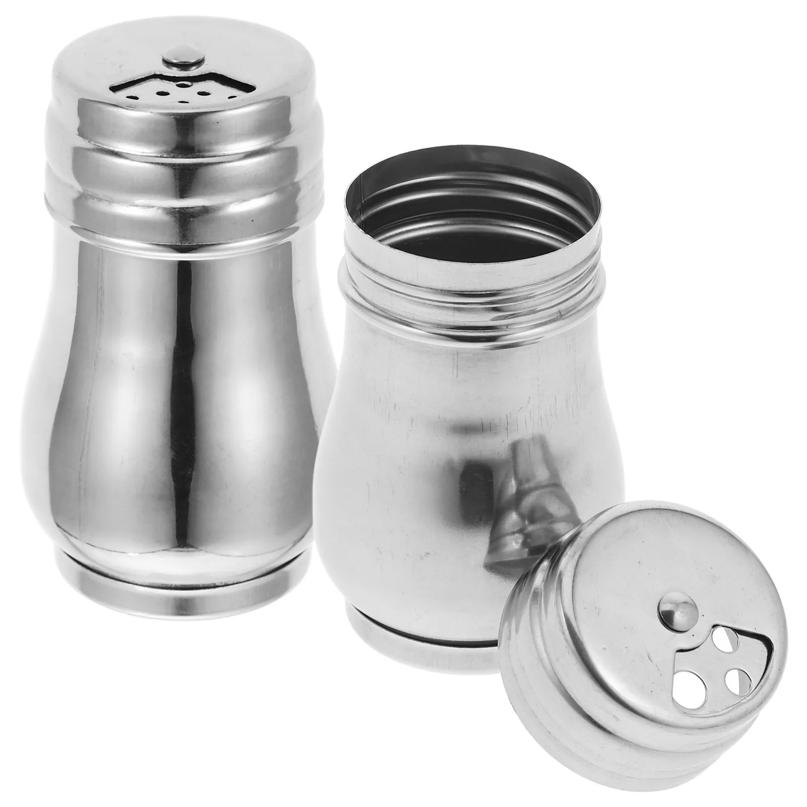 

2pcs Salt Pepper Shaker Stainless Steel Spice Container Large Capacity Rotating Design Kitchen Home Use Salt Dispenser Cooking