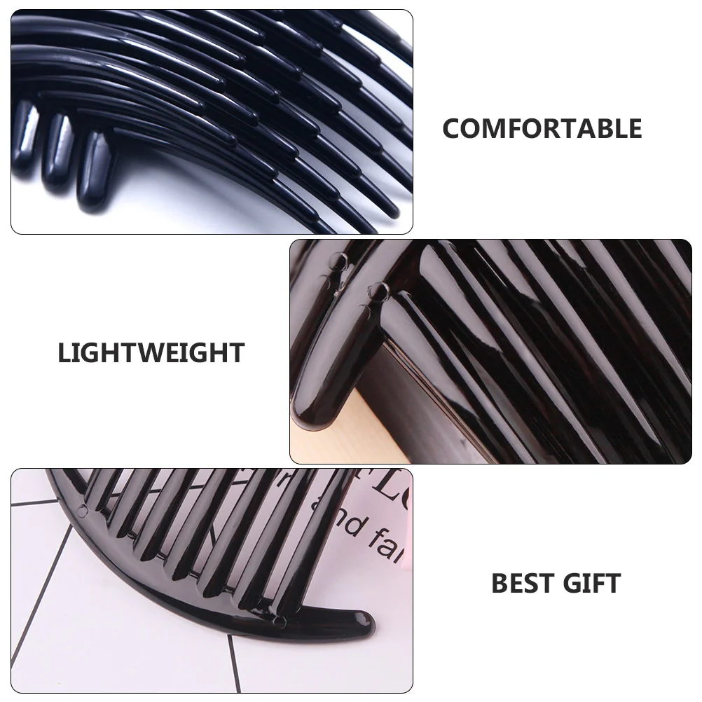 

8Pcs Hair Clip Comb Black Plastic Handmade Style Easy Grip Portable for Daily Wear Party Wedding Women Girls Hair