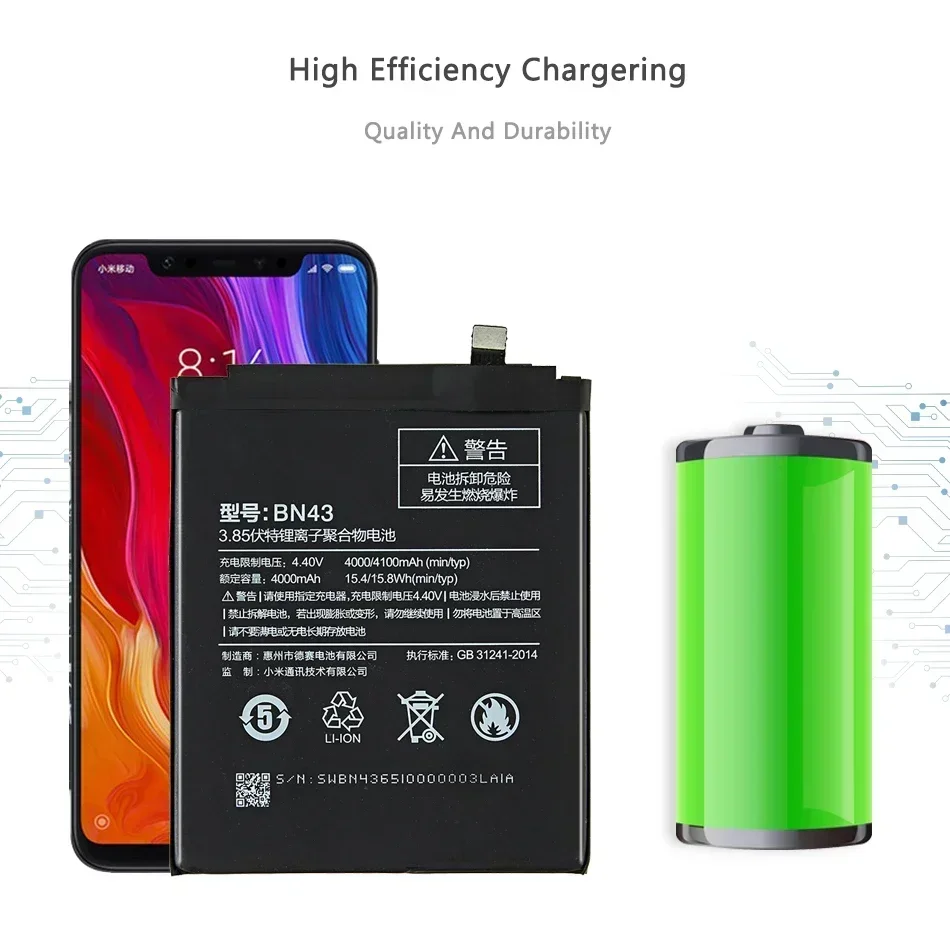 BM46 BM47 BN31 BN41 BN43 BN45 BN4A BN37 BN46 Battery For Xiaomi Redmi Note 3 3S 3X 4 4X 5 5A 6 6A 7 7A 8 8A 8T 8 9 9A 9S 10X Pro