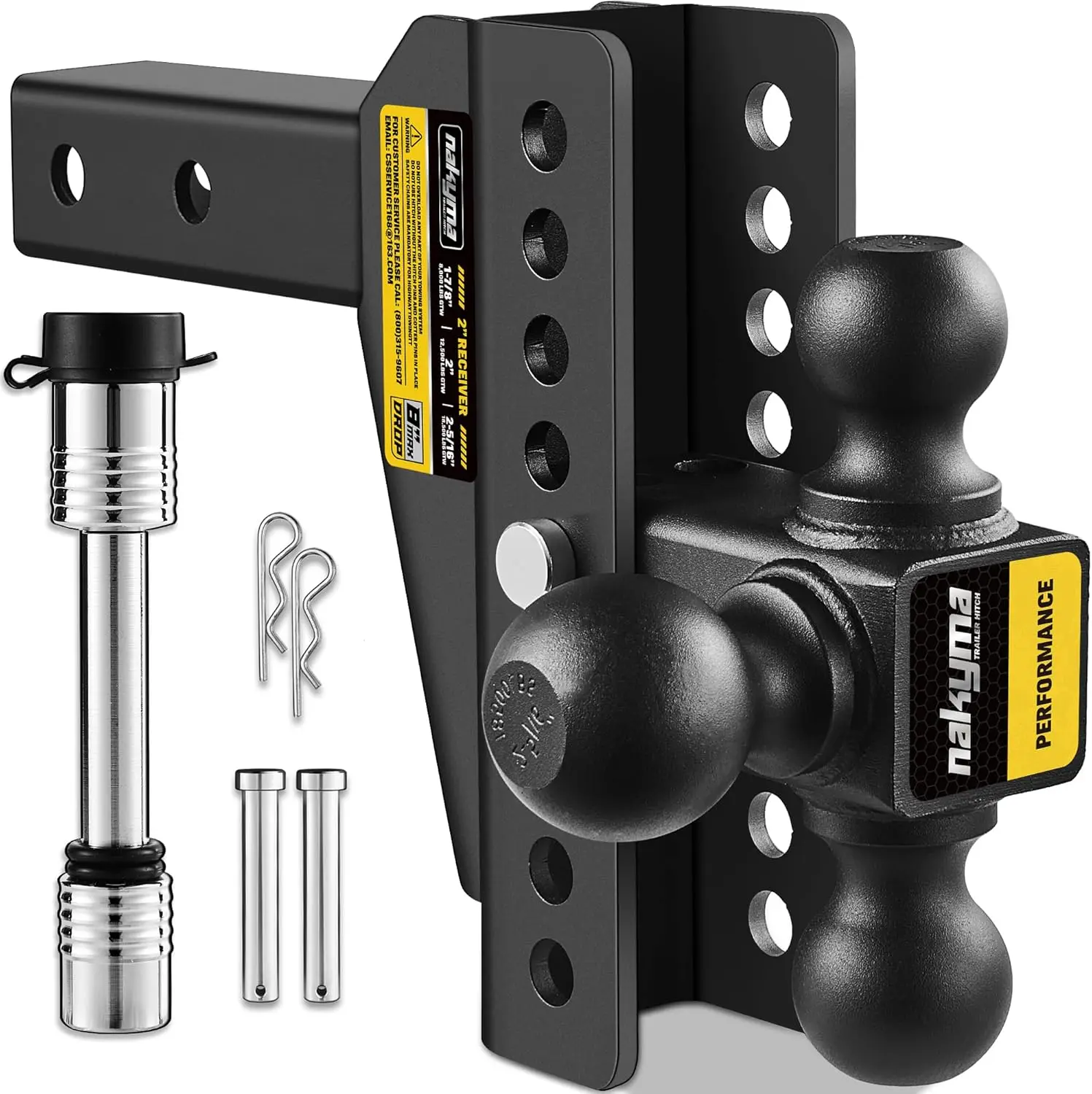 

Adjustable Drop Hitch, 8' Drop, 2' Receiver, 16,500 LBS GTW, Dual Anti-Theft Pin Lock