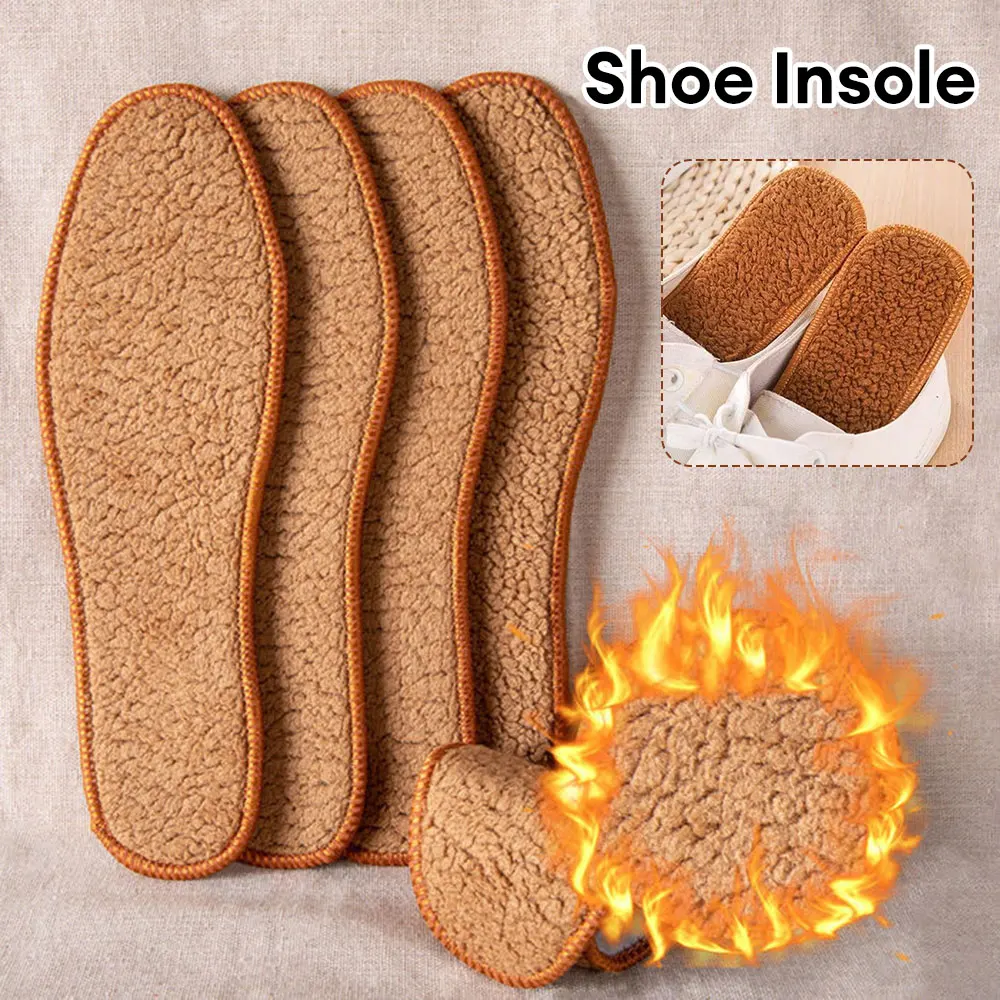 5 Pair Winter Alpaca Wool Insoles Soft Plush Warm Thicken Foot Thermal Shoe Insole for Breathable Snow Boots Shoes Heat Insoles