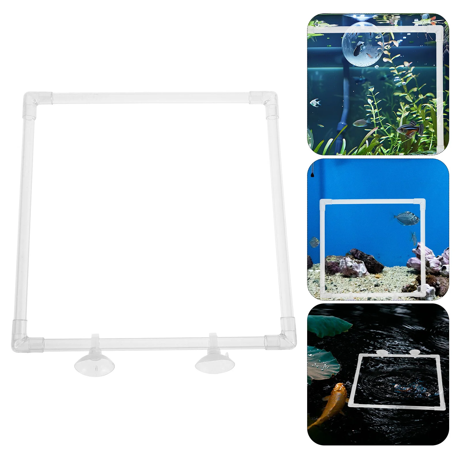 

Acrylic Fish Feeding Ring Square Frame Aquarium Floating Feeder Suction Cup Fish Tank Accessories Reusable Floating Plant