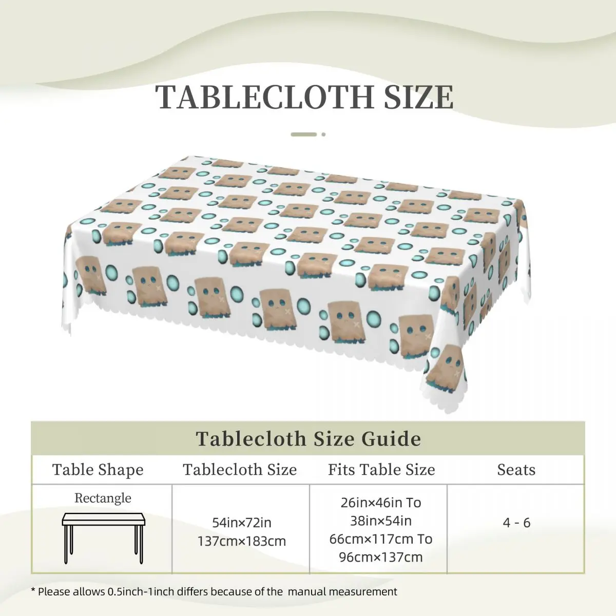 Nanashi Mumei - Nameless Friend Rectangular Tablecloth Oilproof Table Cover for Festival Party Decorations Table Cloth