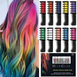 Multi Color Hair Dye Comb Set, Mini Hair Color Chalks, Crayons temporários para crianças, Multicolor Hair Styling, 10Pcs