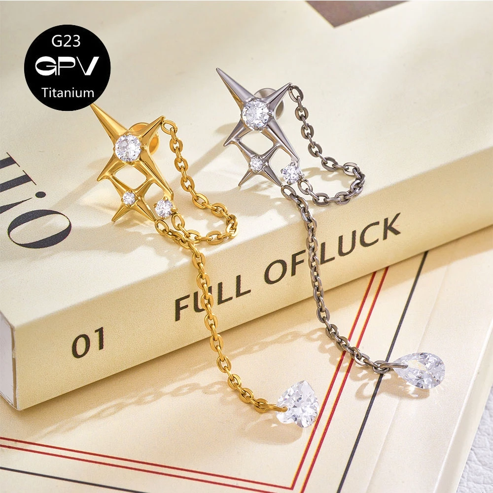 G23 F136 Titanium Star Ear Car - Body Jewelry Surgical Steel recension och pris