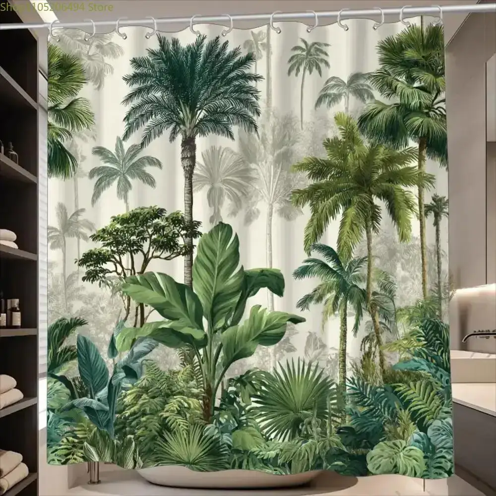 

Душевая занавеска для ванной в экзотическом стиле для вечеринок в тропическом стиле, в комплекте 12 крючков, размер 70,87*70,87 дюймов, для дома.