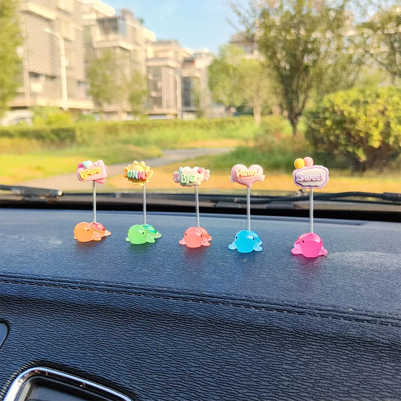 Creative Car Ornaments Shaking Head Little Turtle Cute Center Console Rearview Mirror Ornaments Car Accessories Gifts