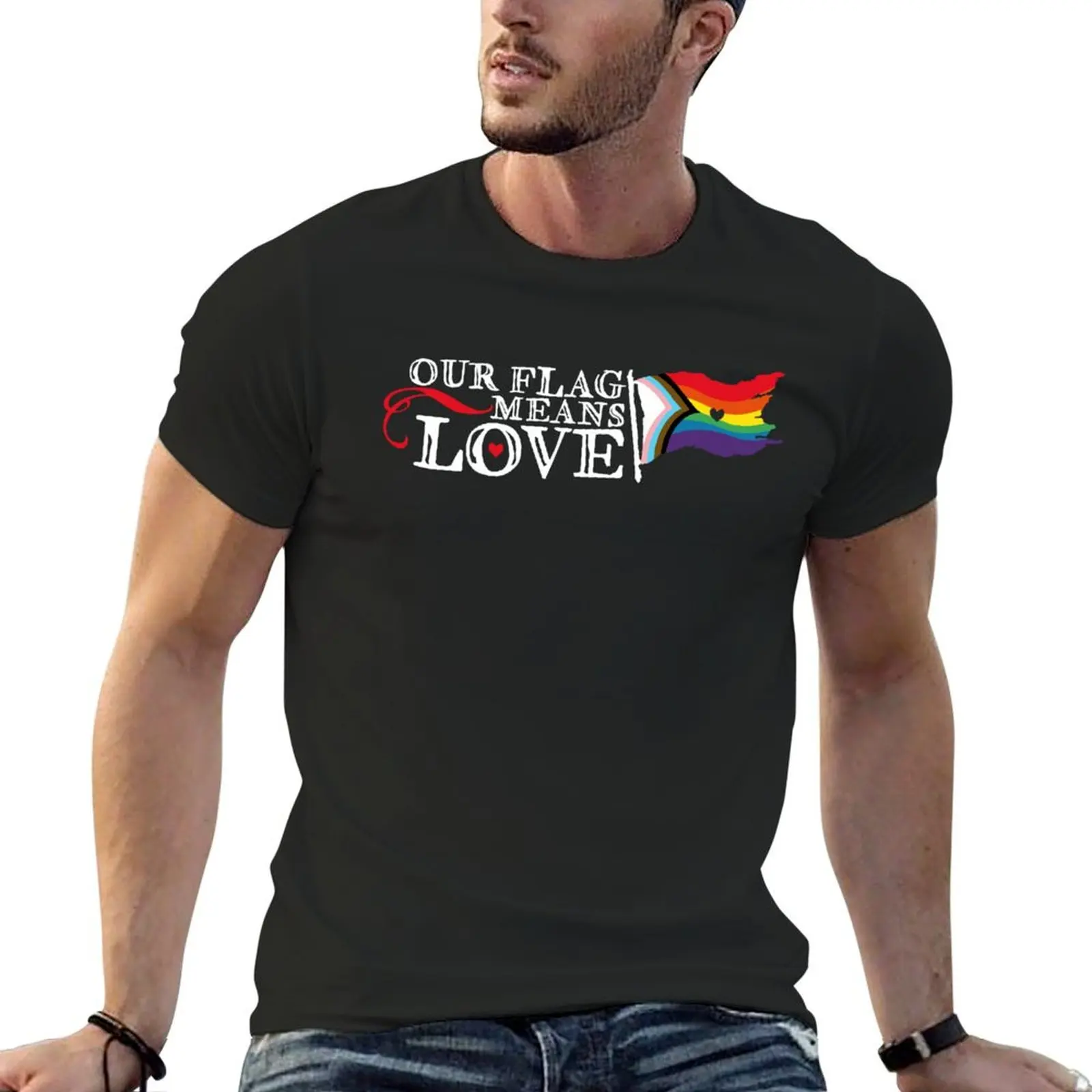 Nasza flaga oznacza miłość t-shirt ubrania anime urocze topy dla fanów sportu vintage koszula z motywem anime slim fit t shirty dla mężczyzn