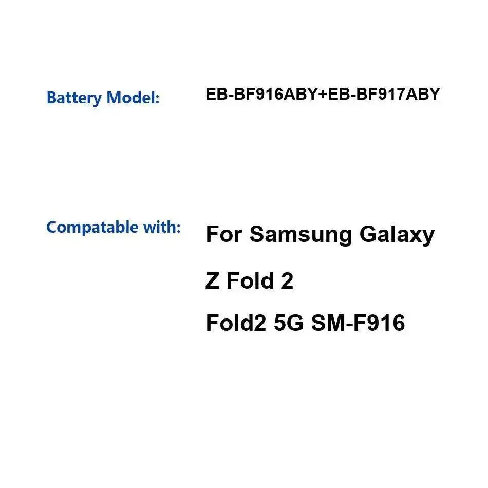 EB-BF916ABY + EB-BF917ABY لسامسونج غالاكسي Z أضعاف 2 5G SM-F916 طويلة الأمد بطارية الهاتف المحمول استبدال موثوق