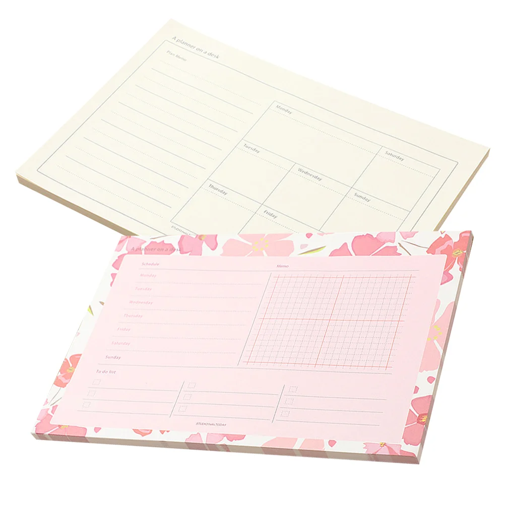 2 Pcs Spring Cherry Blossoms Planner Office The Notebook Paper Portable Notepad