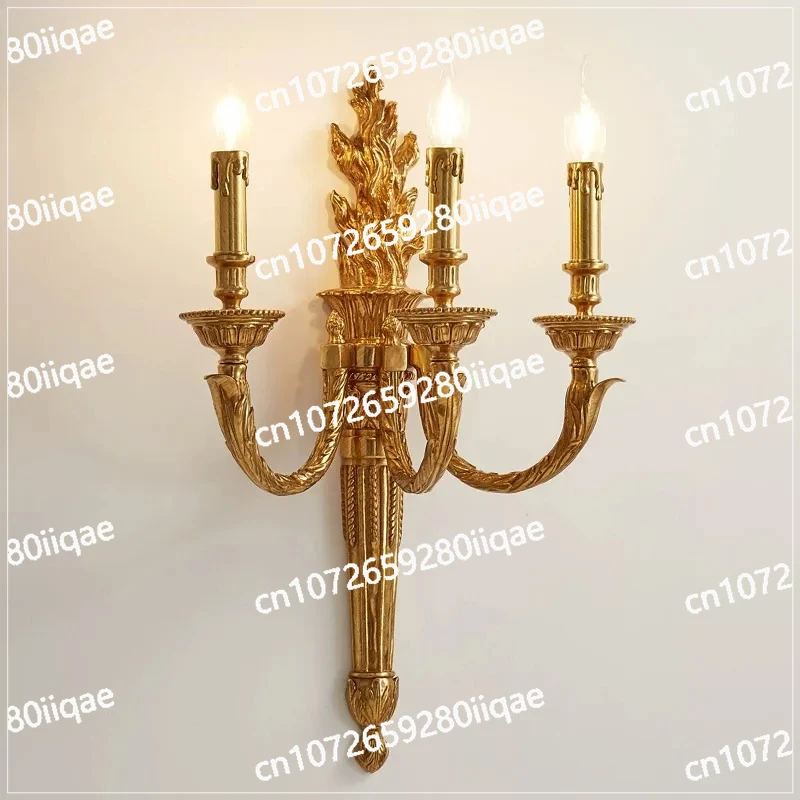 

3-головочный полностью медный настенный светильник, роскошный фон для гостиной, настенный светильник, ретро-лампа для коридора виллы