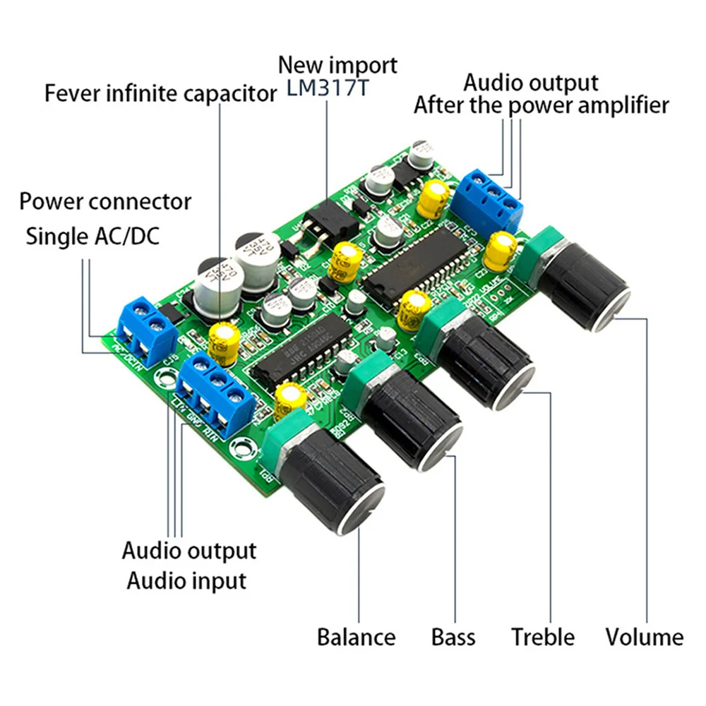 PREAMPLIFICADOR DE Audio BBE2150 UPC1892T, placa de tono, preamplificador de graves agudos con Control de volumen, preamplificador EQ