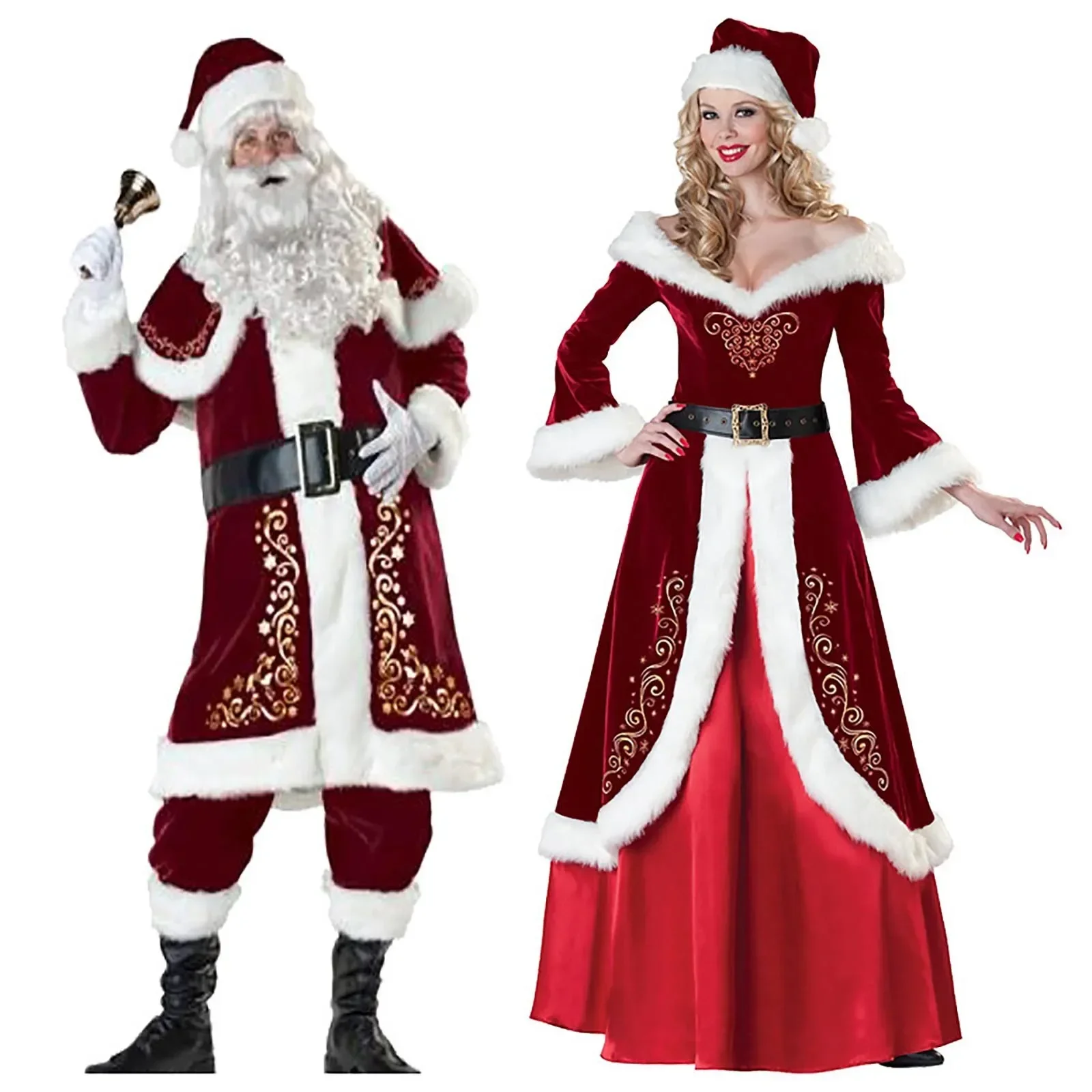 8PC Natale Babbo Natale Costume Cosplay Babbo Natale Vestiti Fancy Dress Natale Uomo 7 pz/lotto Costume Vestito Per Adulti