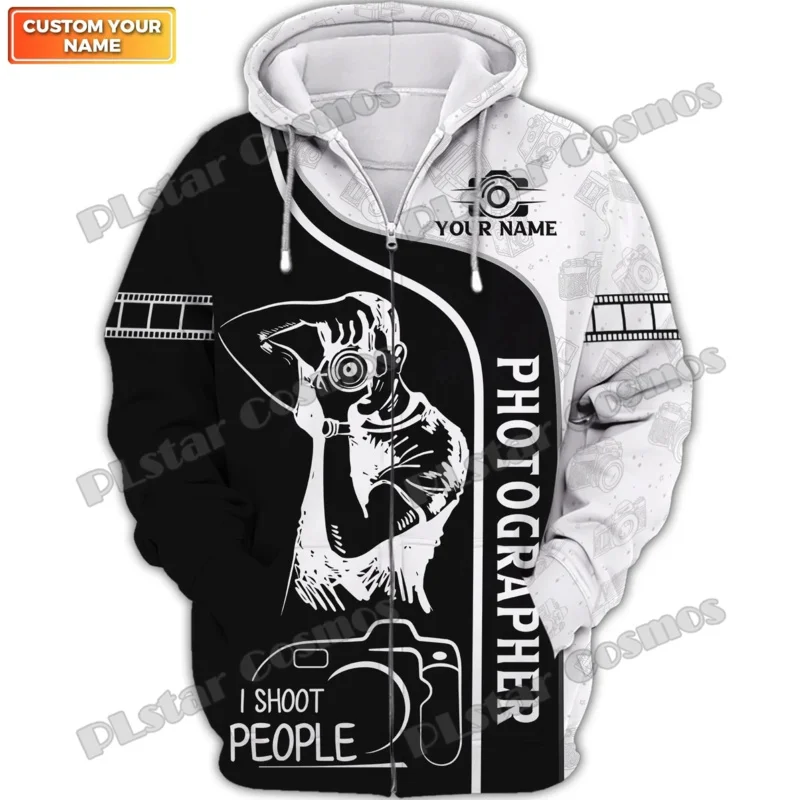 20151123 اسم مخصص نمط الكاميرا تصميم مصور ثلاثية الأبعاد مطبوعة موضة الرجال حتى هوديس الخريف للجنسين عادية البريدي Pullove