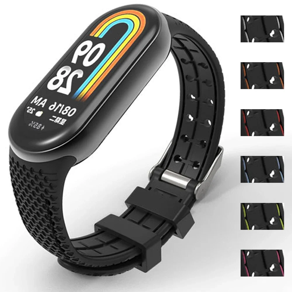 Pulseira de borracha para Mi Band 8, Cinto Desportivo Substituição de Pulseira de Silicone Pulseira Smartwatch para Xiaomi Mi Band NFC