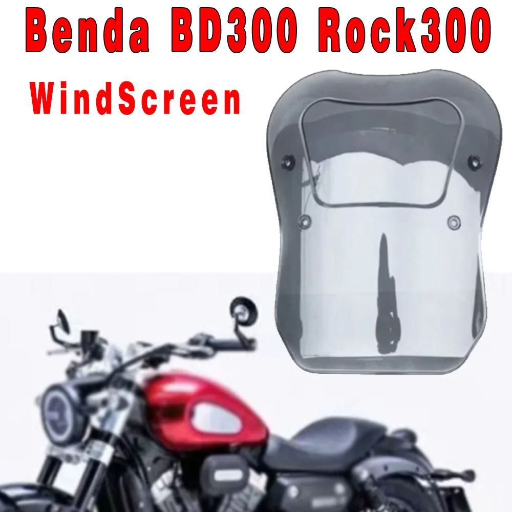 Motorcycle Windshield WindScreen Front Glass Deflector Fit Benda BD300 Rock300 BD ROCK 300