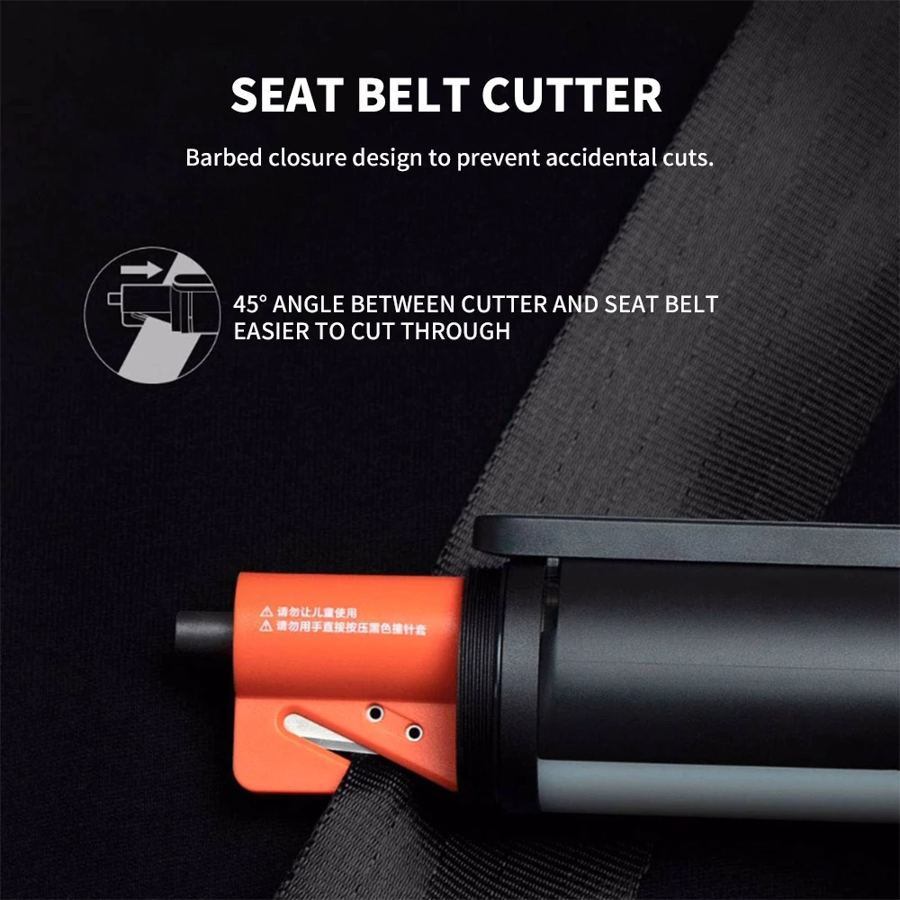 OG MIJIA Multi-functional LED Flashlight Zoomable Ultra Bright Torch Window Breaker Safety Belt Cutter Car Emergency Light