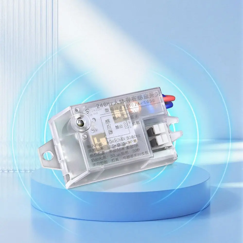 Light Sensitive Radar Presence Sensor Switch Auto On Off Energy Saving Human Presence Sensor Transparent Shell Lamp Sensor