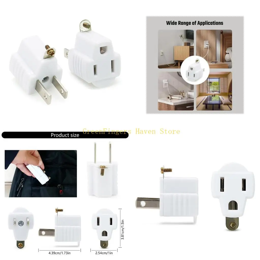 F68D Compacts International Adapter 3 Pin to 2 Pin Plug Socket Adapter Extension