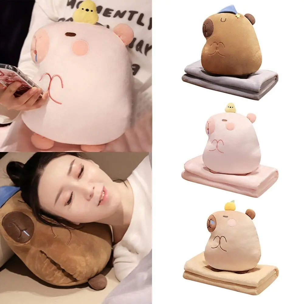 

Plush Capybara Hot Water Bottle Cover with Quilt Cartoon Capybara Plush Toy Stuffed Soll Winter Warm Hand Warmer Pouch