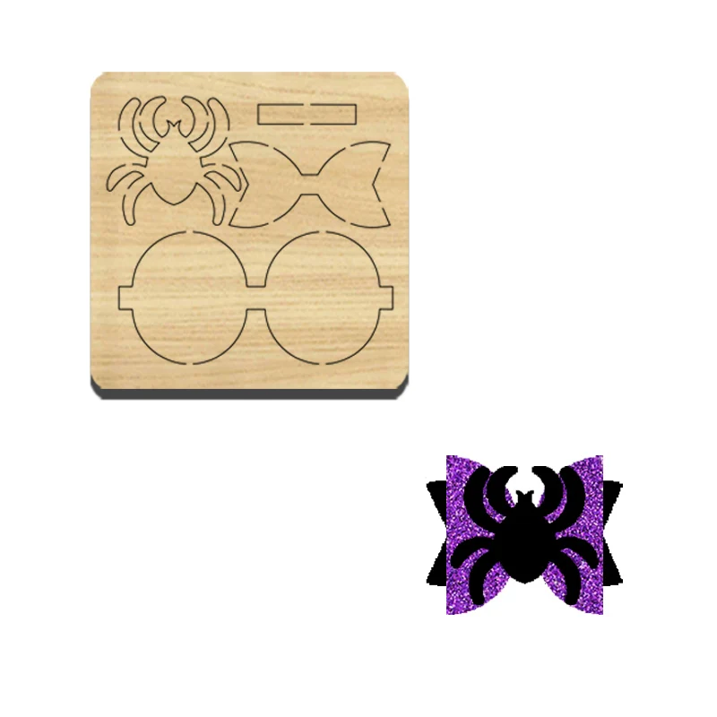 Wooden Cutting Die for Halloween, Spider Bow Hairpin, Suitable for Most Machines, BY29