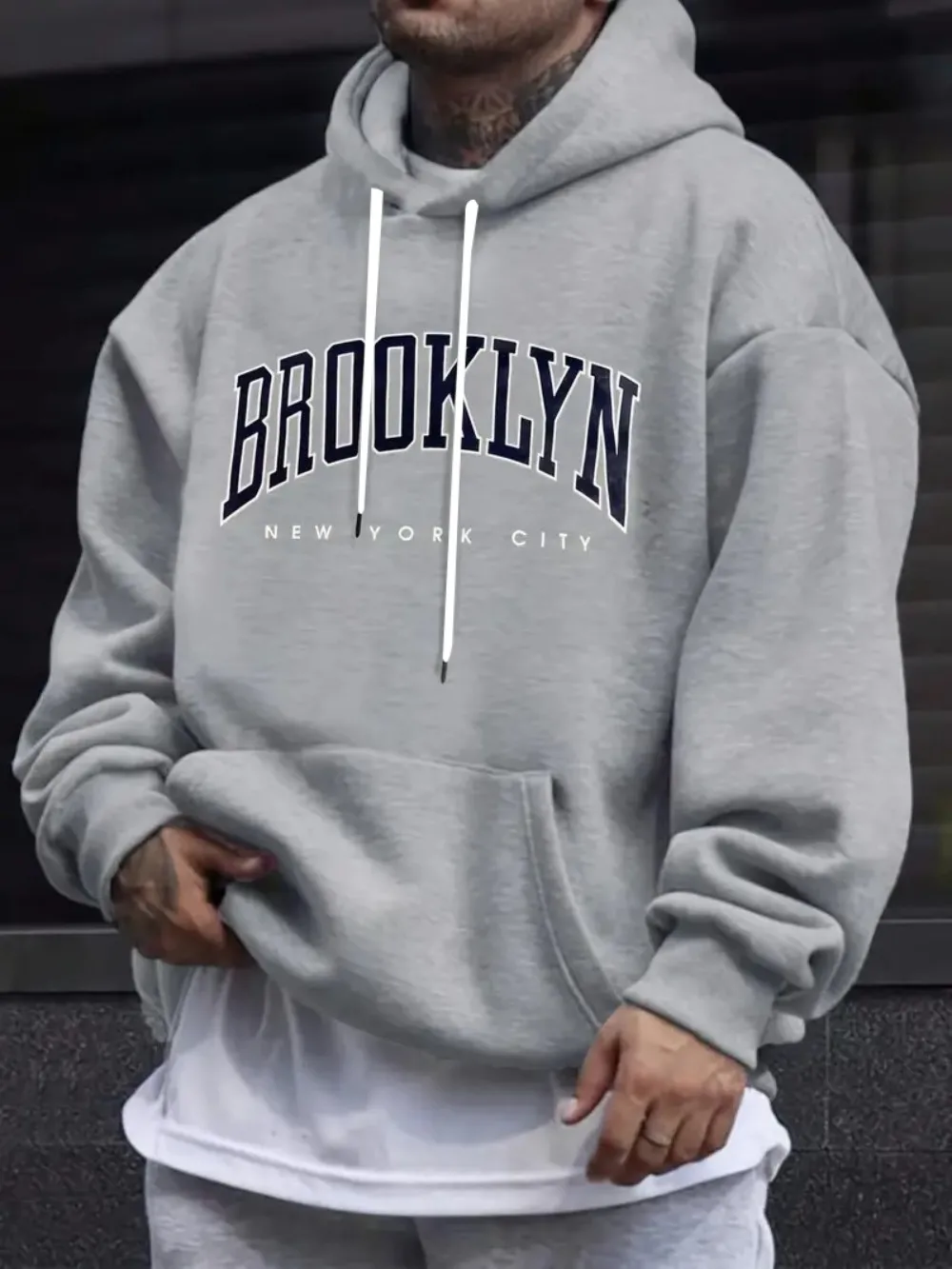 European and American men's autumn training letter print micro elastic comfortable soft hooded sweatshirt outdoor urban casual t