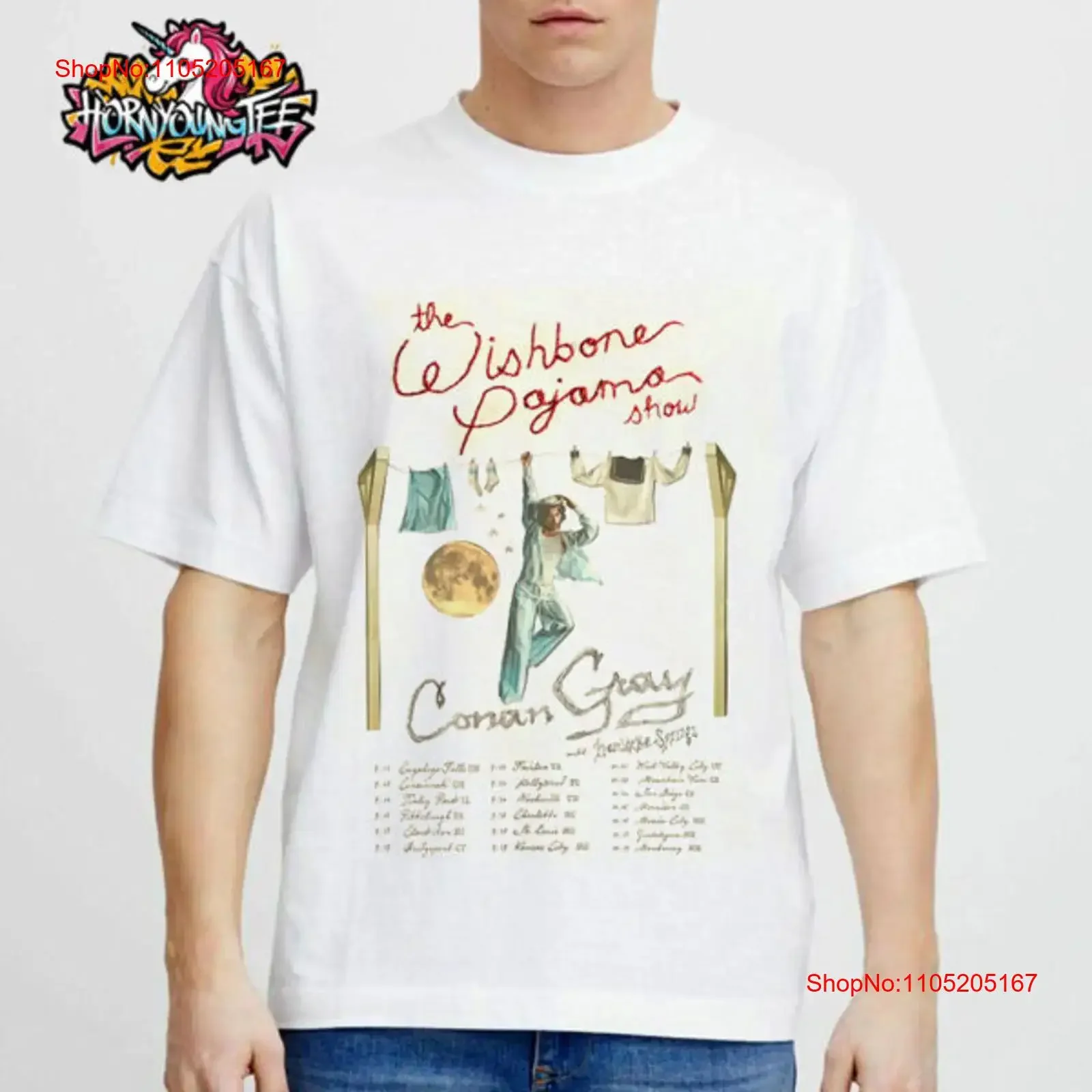 Conan Gray Poster Tour The Wishbone Pajama Show Schedule Cities Dates T Shirt vintage Washed Breathable Casual Unisex Versatile