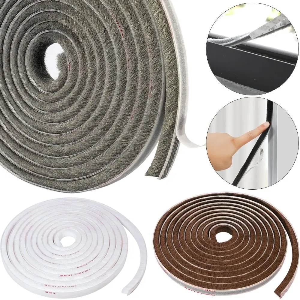 5 Meters Brush Strip Self Adhesive Door Window Sealing Strip Home Door Window Sound Insulation Wind-proof Strip Gasket