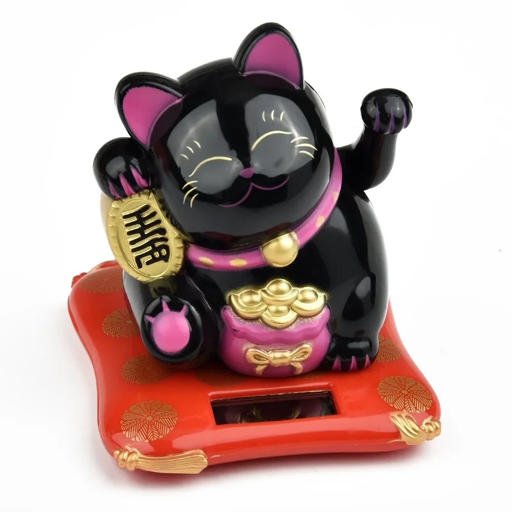 Cute Solar Wave Hand Lucky Cat, Car Decorations, Wealth Attractor, No Batteries Required, Long lasting Durability