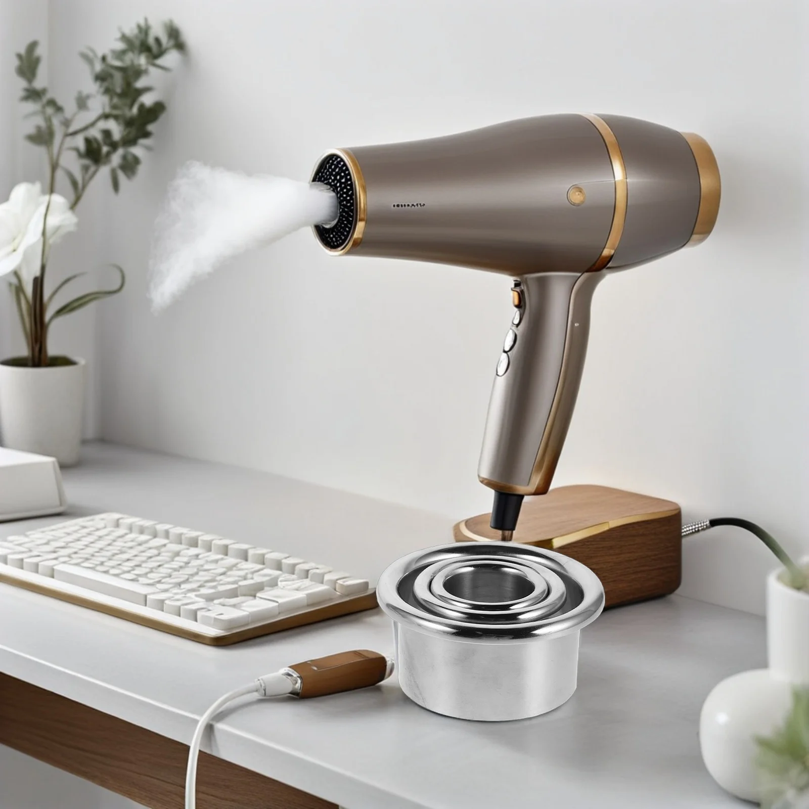 

3 шт., держатель для фена, трубка для хранения из нержавеющей стали для ванной комнаты, салона, стола, подставка для фена, органайзер, стойка для ухода за волосами