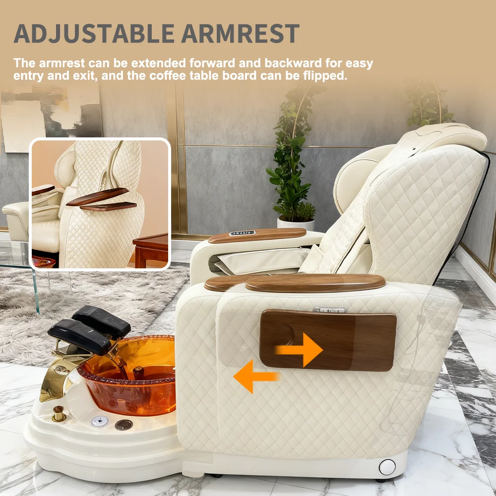 Luxury Reclining Pedicure Work Chair Electric Massage Function Professional Salon Furniture For Nail Foot Spa