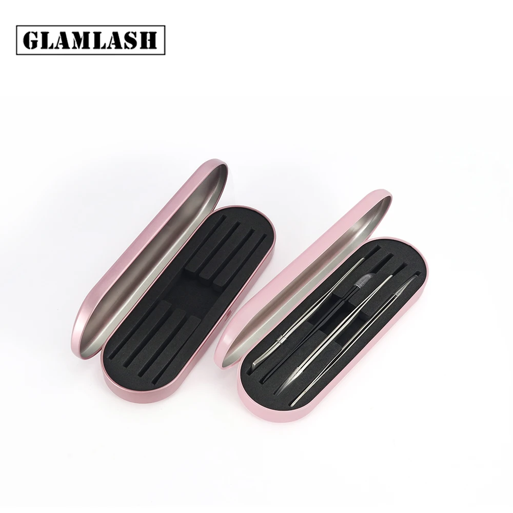 1 Pcs Tweezer Storage Case GLAMLASH Tinplate Material Eyelash Extentions Tweezers Set With Box Makeup Tools