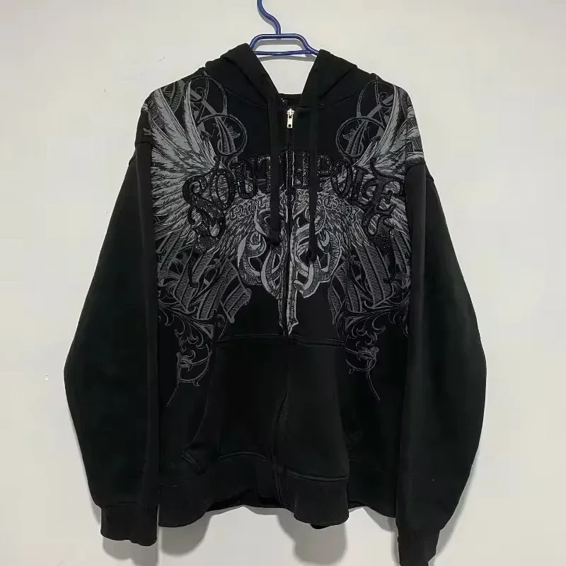 

American Y2K New Trend Polar Fashion Padded Zipper Hoodie Women Street Hip Hop Joker Loose Sweater Couple Casual Punk Hoodie