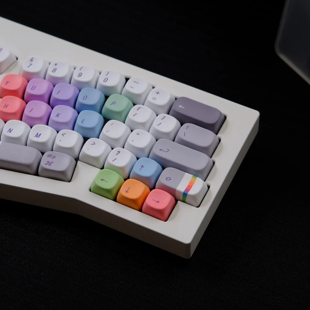 132Keys/set Rainbow Programme Keycaps MOA XOA Profile Round Dye Sub PBT Keycap For 61 68 75 84 87 96 98 104 108