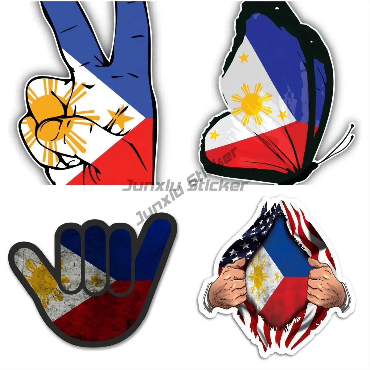 

Philippine flag bearer and peace emblem car bumper sticker Window Phone Trunk Guitar Cover scratches Exterior Decor