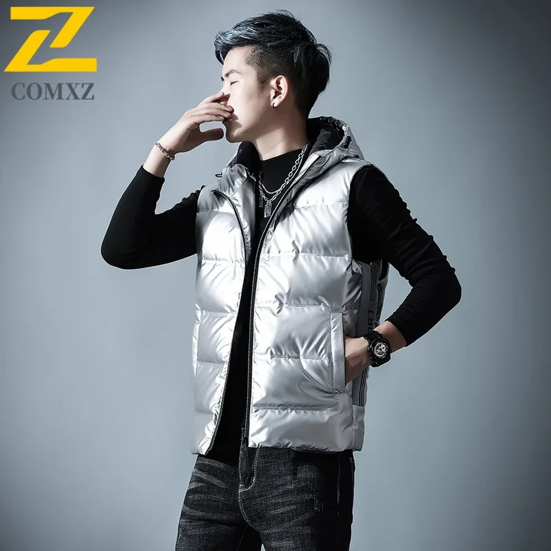 

Men Puffer Vest Winter Korean Style Windproof Waterproof Thickened Thermal Down Jacket Loose Fit Outdoor Casual Camping Coat