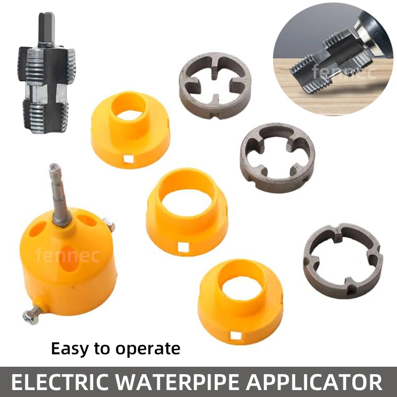 

9pcs/Set PVC Pipe Threader Kit Pipe Round Die 4 Points 6 Points PPR Water Pipe Internal Thread Opener Hand Tools Electric Style