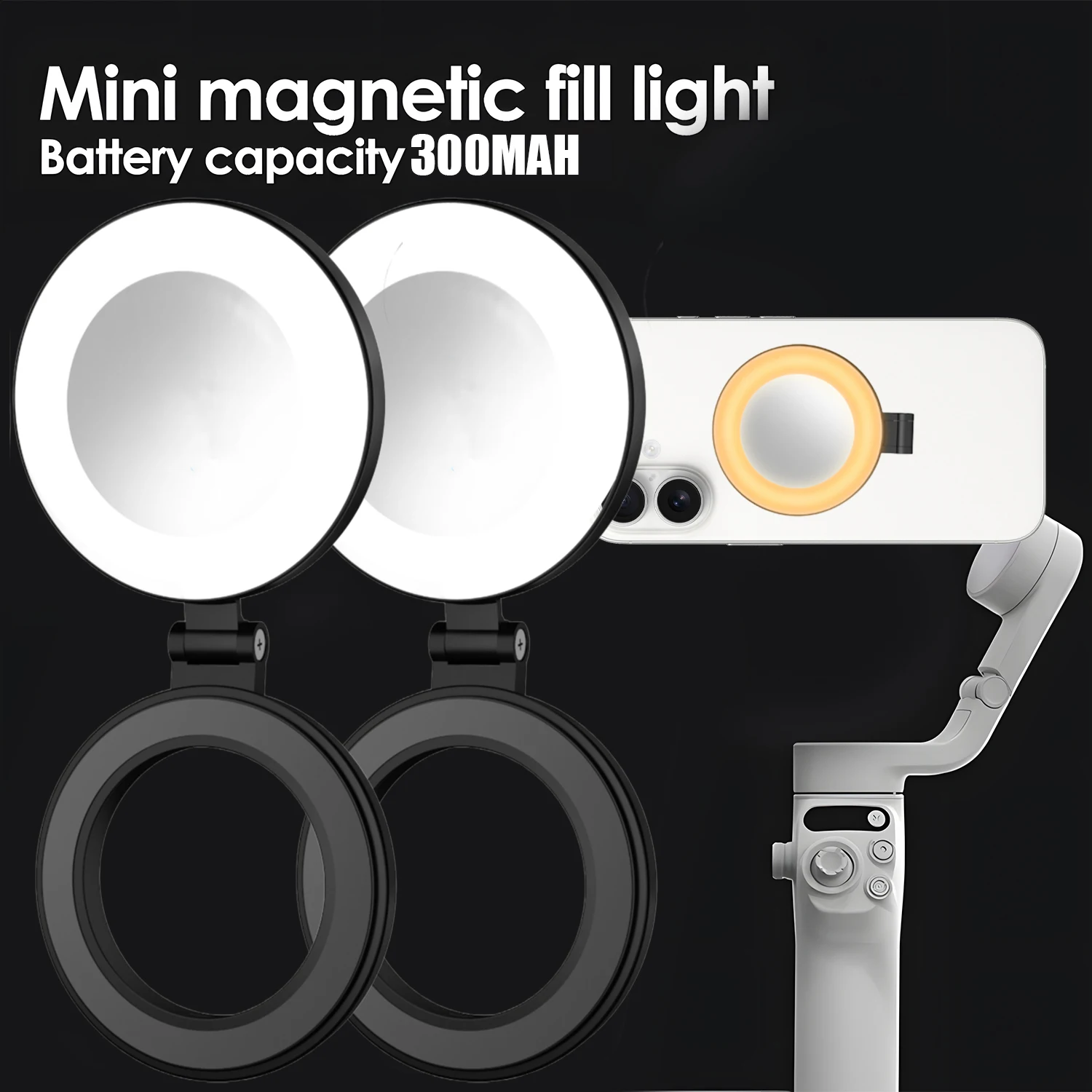 

Universal Video Light 3 Color Selfie Lamp LED Fill Light Magnetic Bracket For IPhone 16 15 Pro Max Phone Stand For video Live