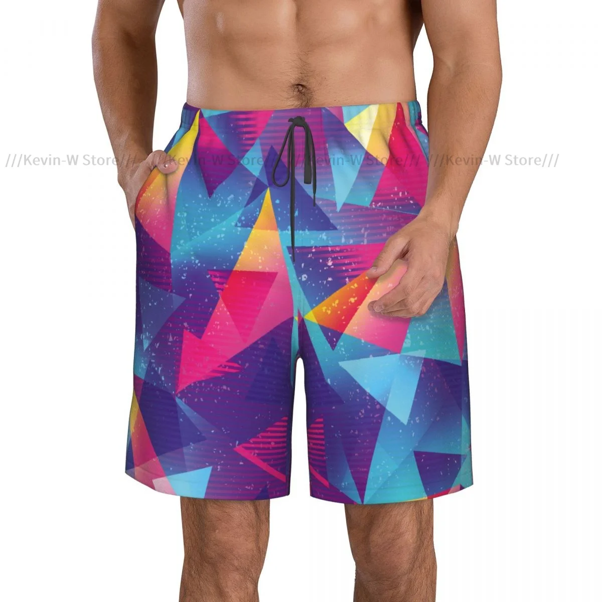 Swimwear Mens Swim Shorts Beach Swimming Trunks For Man Rainbow Color Triangle Swimsuit Surf Board Bathing Suit