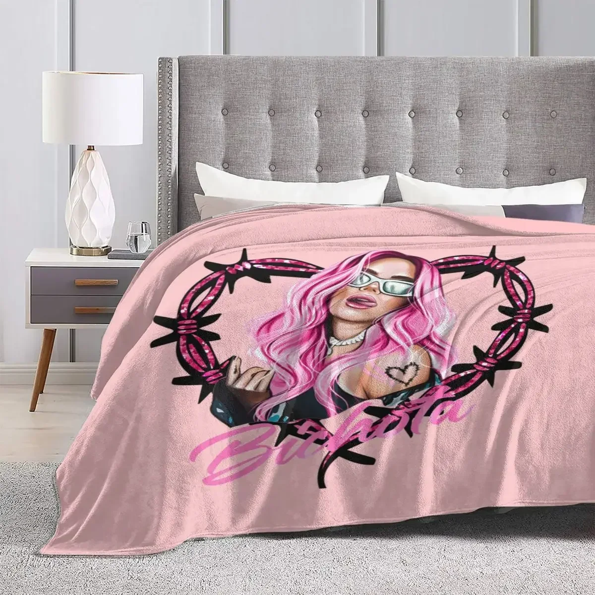 Karol G Singer Blanket Music Columbia Pink Travel Flannel Throw Blanket Warm Soft Outdoor Custom Bedspread Gift