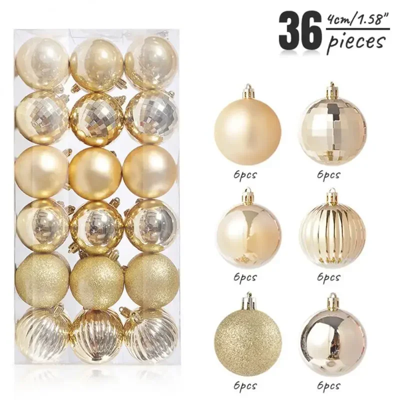 Christmas Balls Shatterproof Unbreakable 6/4/3cm Plastic Balls Baubles Bulk Christmas Ornaments Set For Tree Decorations Festive